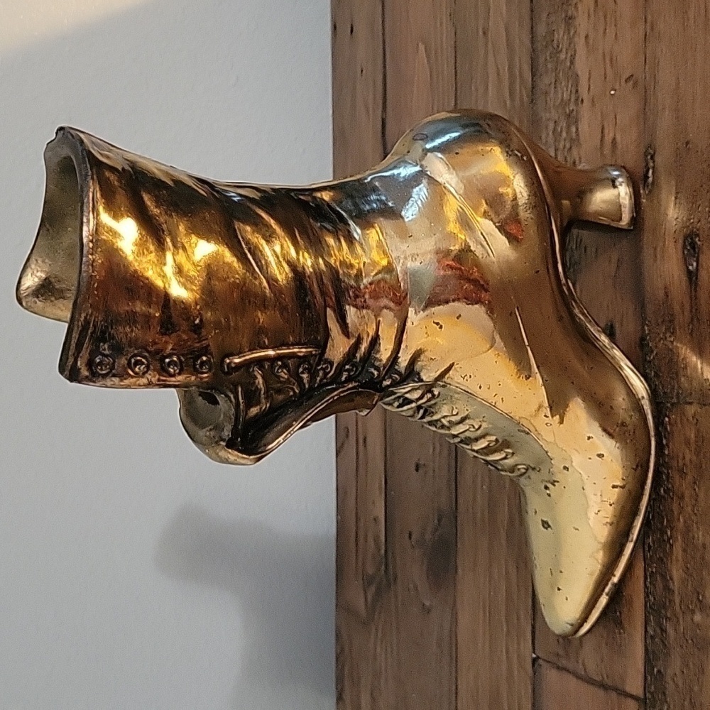 Vintage Brass Cast Victorian Era Style Boot Vase Planter Decor Display - Picture 2 of 12